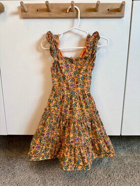 Little Girls Polo Ralph Lauren Orange Cutout Floral Dress Size 5Y